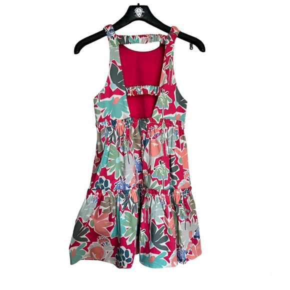 ZARA Pink Floral Open Back Mini Dress Vibrant Vacation - Picture 2 of 9